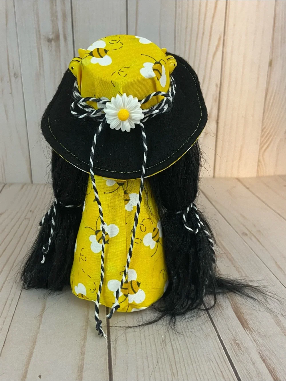 Handmade Bee Gnome Girl – Spring Summer Decor, Bumble Bee Tiered Tray Gnome - Picture 5 of 14